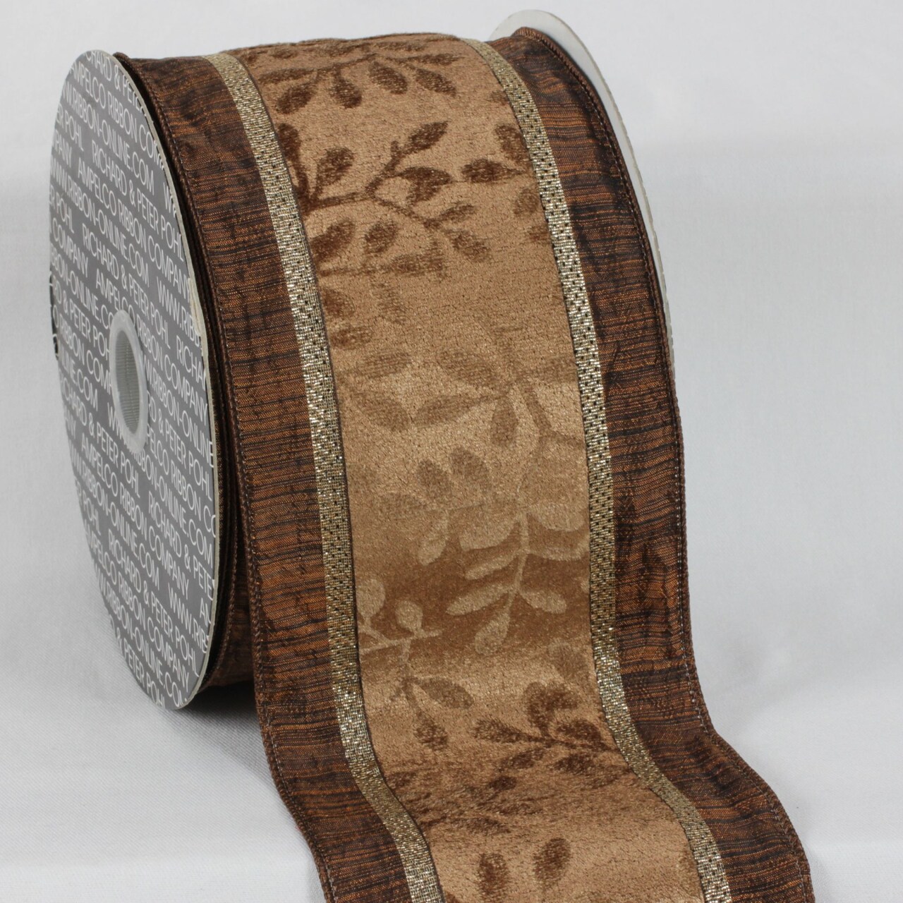 The Ribbon People Brown Leaves Wired Edge Craft Ribbon 4" x 20 Yards